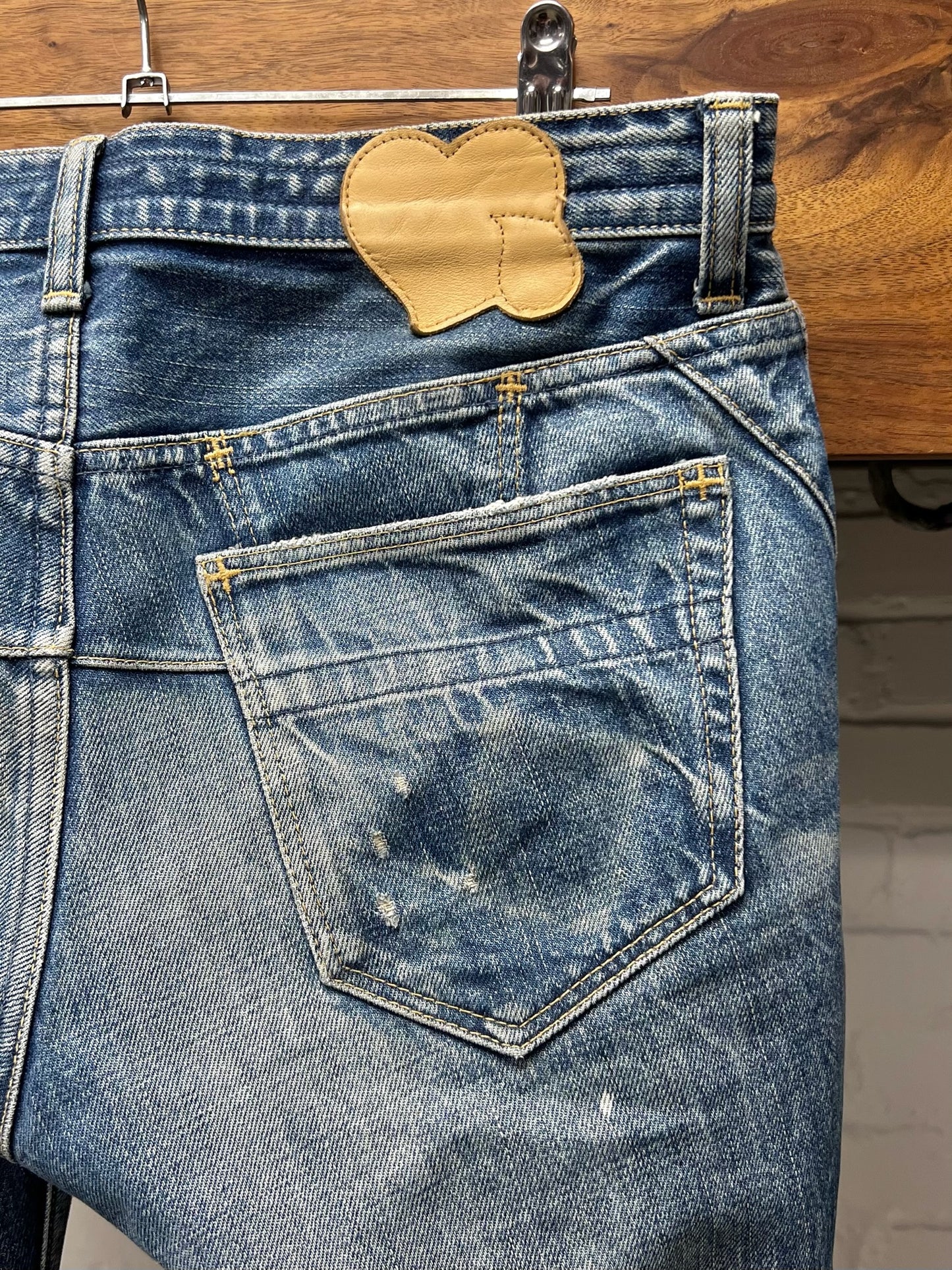 Number (N)ine Darted Blue ‘Crying Heart’ Patch Skinny Jeans