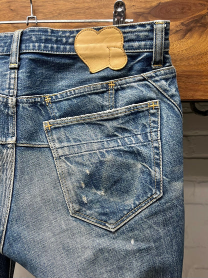 Number (N)ine Darted Blue ‘Crying Heart’ Patch Skinny Jeans
