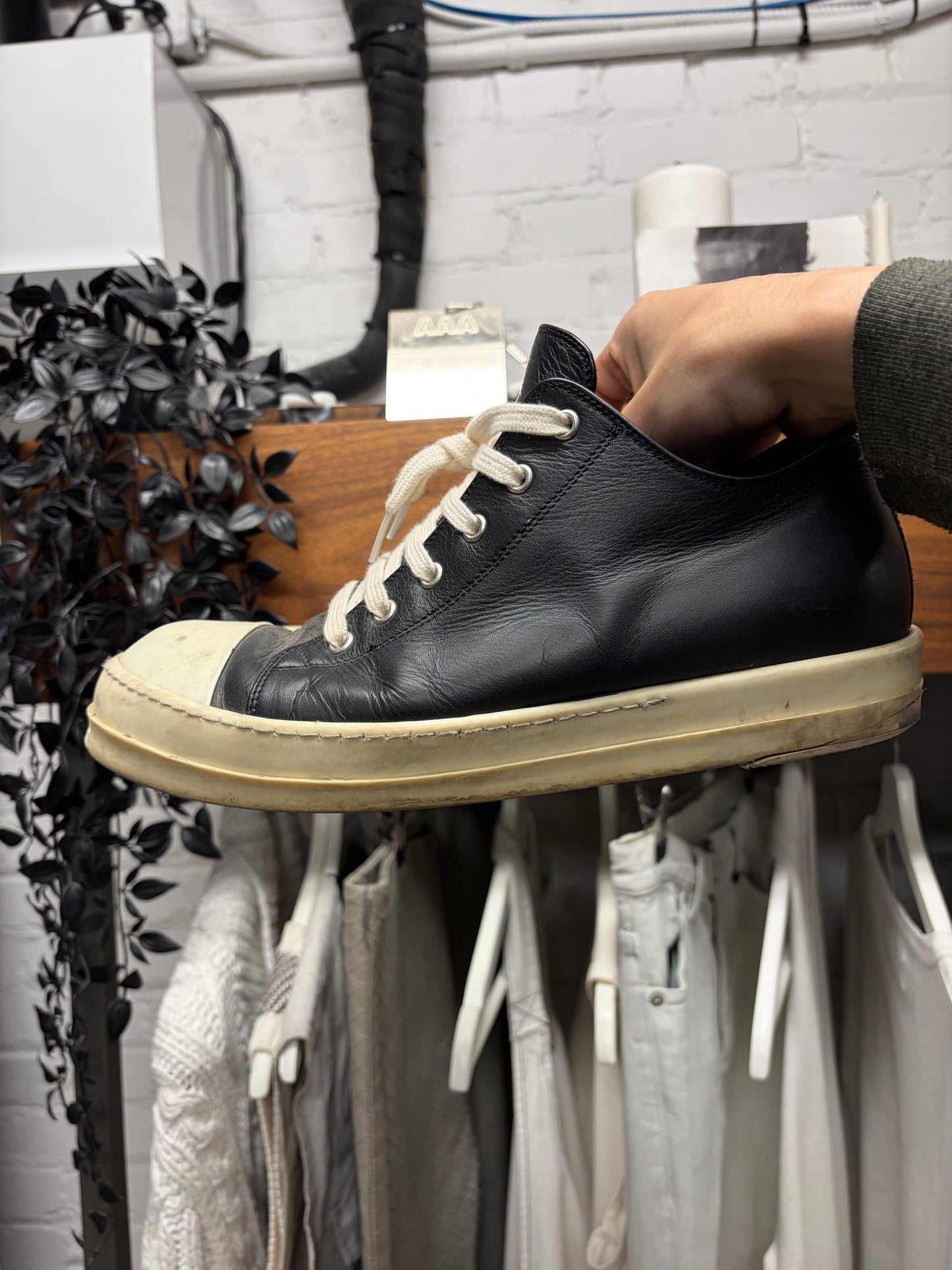 Rick Owens Ramones Black/Milk Low Top Sneakers