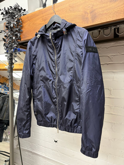 2020 Dior Navy Blue ‘Patch Logo’ Shell Windbreaker Zip-Up Jacket