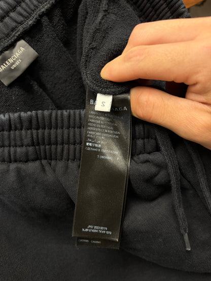 2020 Balenciaga ‘Campaign Logo’ Wide Leg Black Sweatpants