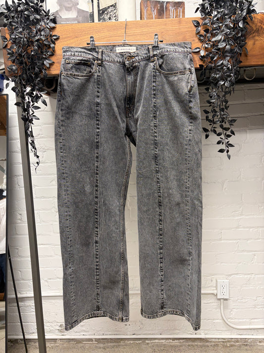Y-Project ‘Metal Wire’ Shaped Grey Bootcut Denim