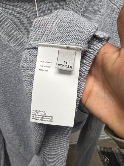 Our Legacy ‘Rue V-Neck’ Slate Grey Linen/Organic Cotton Sweater