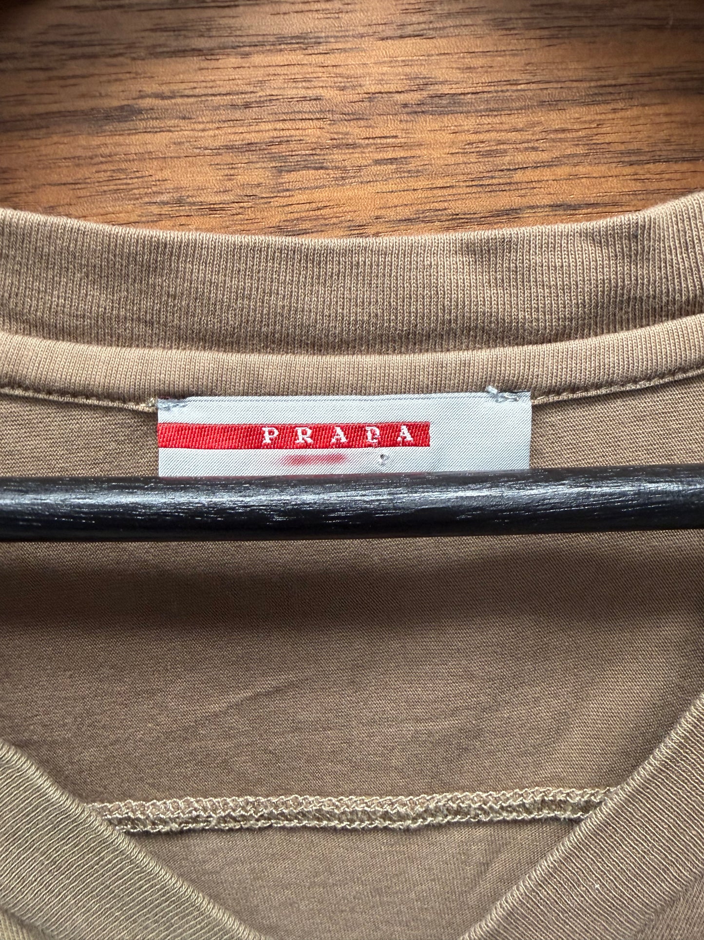 Vintage Prada Sun Faded Brown V-Neck T-Shirt