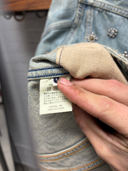 Kapital ‘Sunrise Puebelo’ Studded Western Style Light Wash Denim Shirt