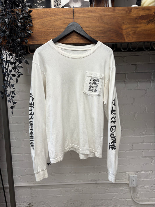 Chrome Hearts White ‘Script Logo’ Long Sleeve Shirt