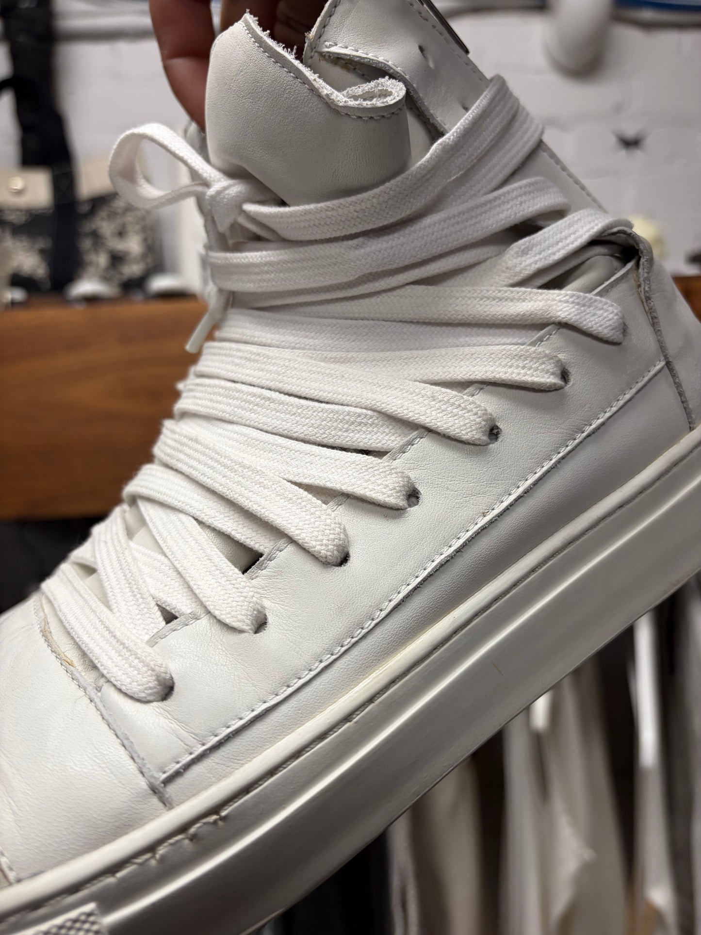 Kris Van Assche Multi-Lace White High Top Sneakers