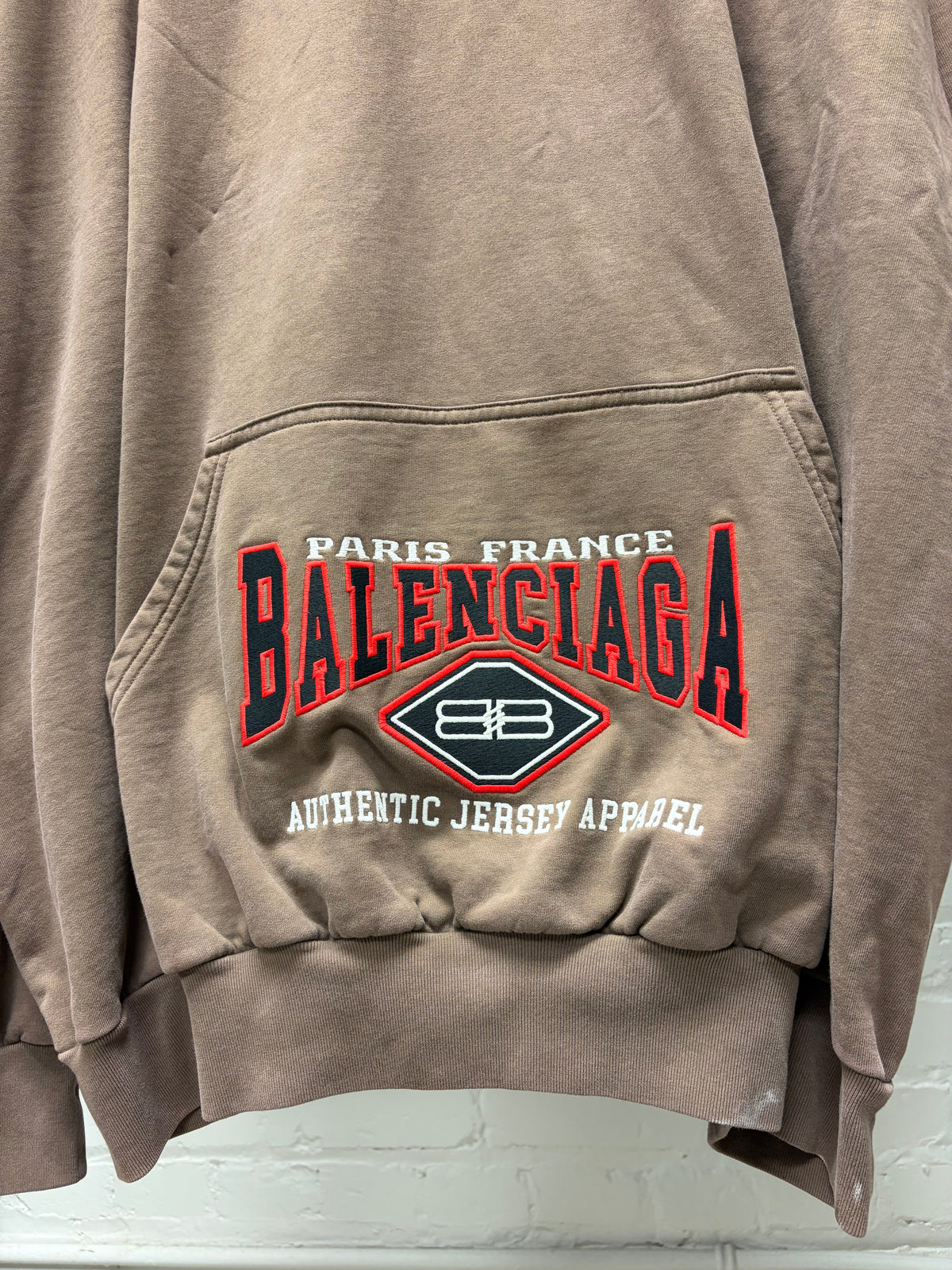 Balenciaga ‘Authentic Jersey Apparel’ Brown Oversized Embroidered Logo Hoodie