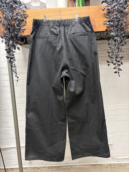 2024 Maison Margiela Black Elasticated Waistband Pleated Wide Leg Pants