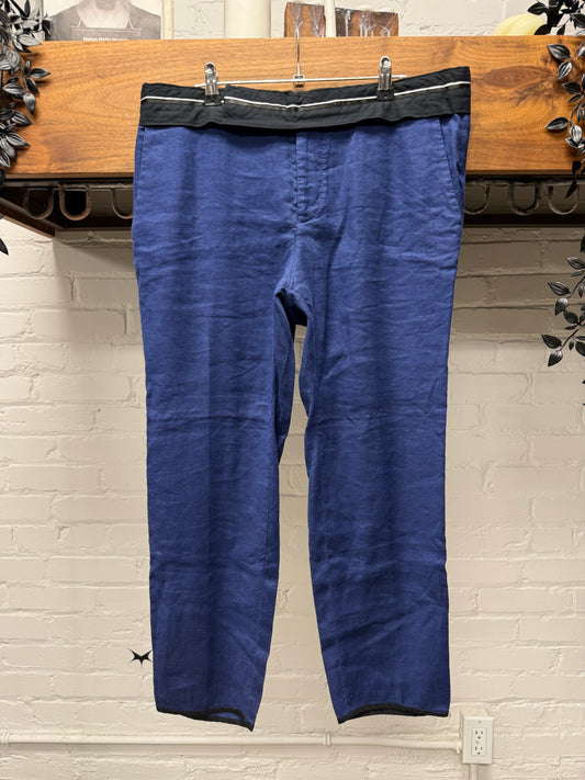 Haider Ackermann ‘Cummerbund’ Black/Blue Slim Cut Cropped Trousers