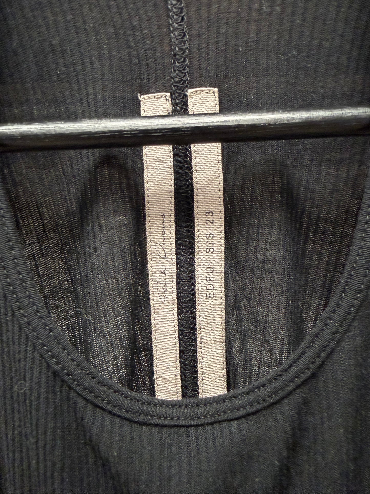 SS2023 Rick Owens ‘Edfu’ Ribbed Black Tank Top