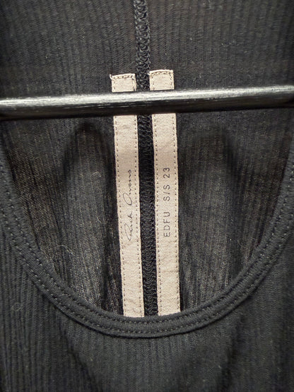 SS2023 Rick Owens ‘Edfu’ Ribbed Black Tank Top