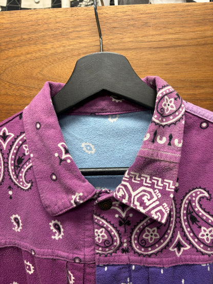 Kapital Reversible Purple/Ice Blue Paisley Bandanna Trucker Jacket