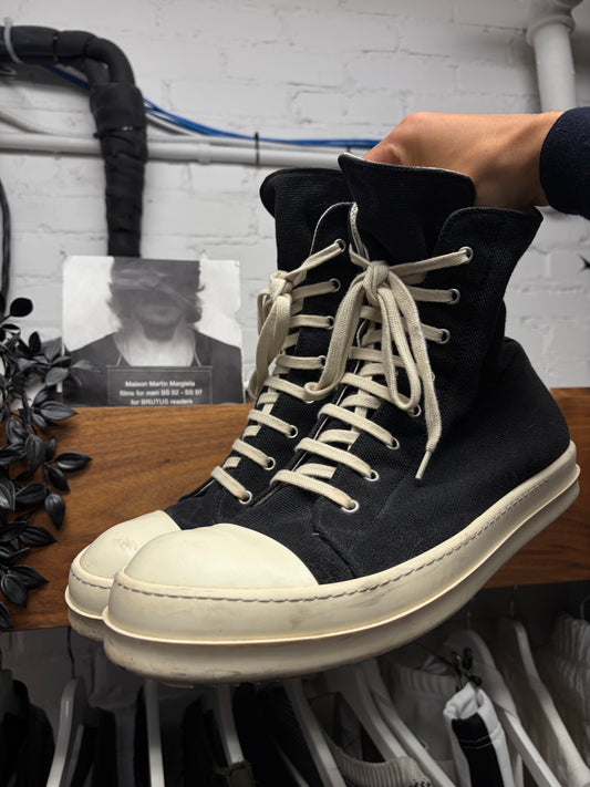 Rick Owens Black Canvas ‘Ramones’ High Top Sneakers
