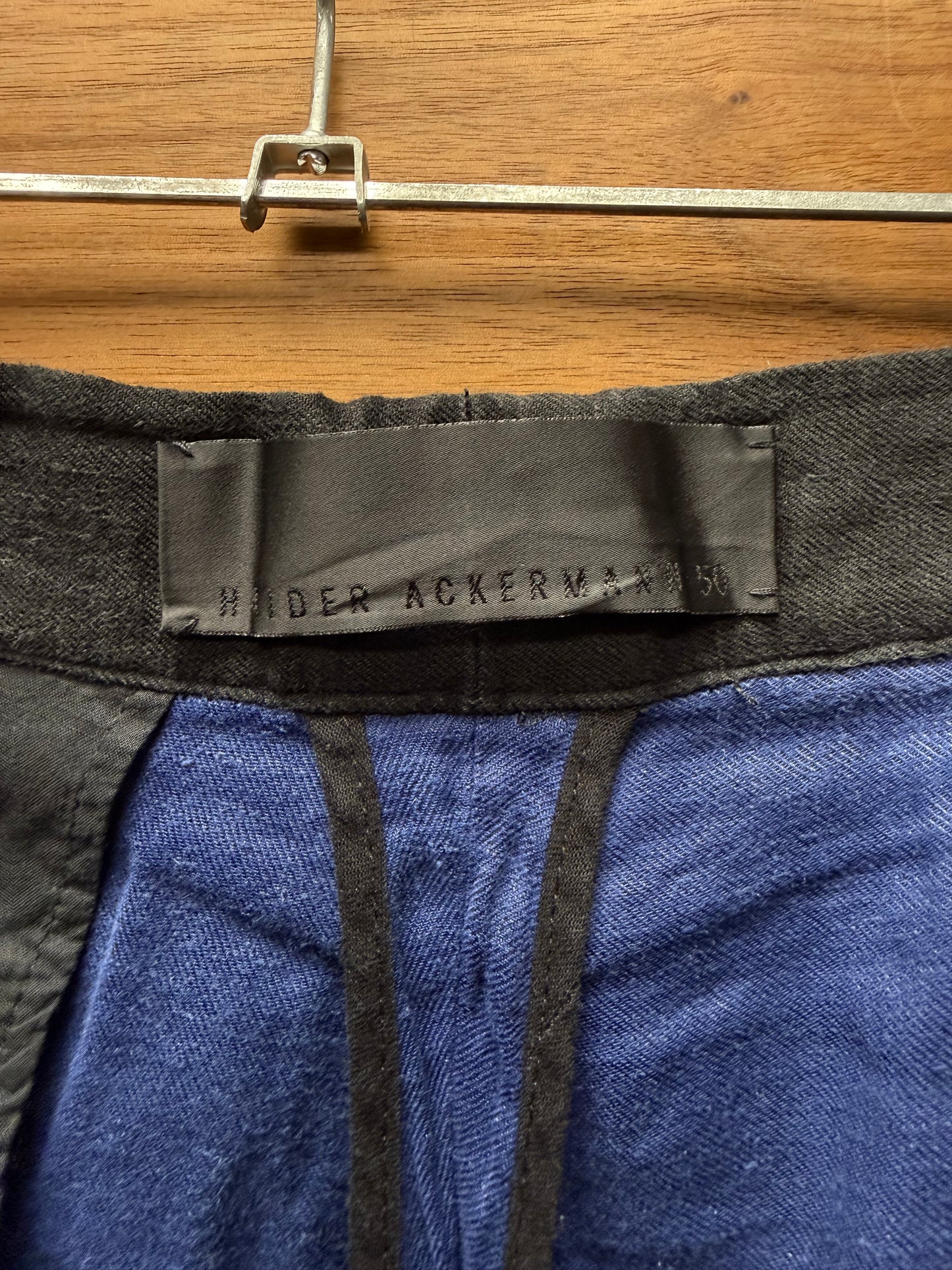Haider Ackermann ‘Cummerbund’ Black/Blue Slim Cut Cropped Trousers