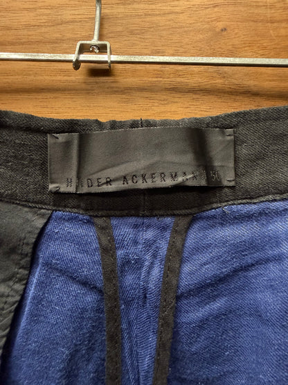 Haider Ackermann ‘Cummerbund’ Black/Blue Slim Cut Cropped Trousers