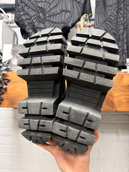 Balenciaga ‘Bulldozer’ Black Leather Platform Sole Combat Boots
