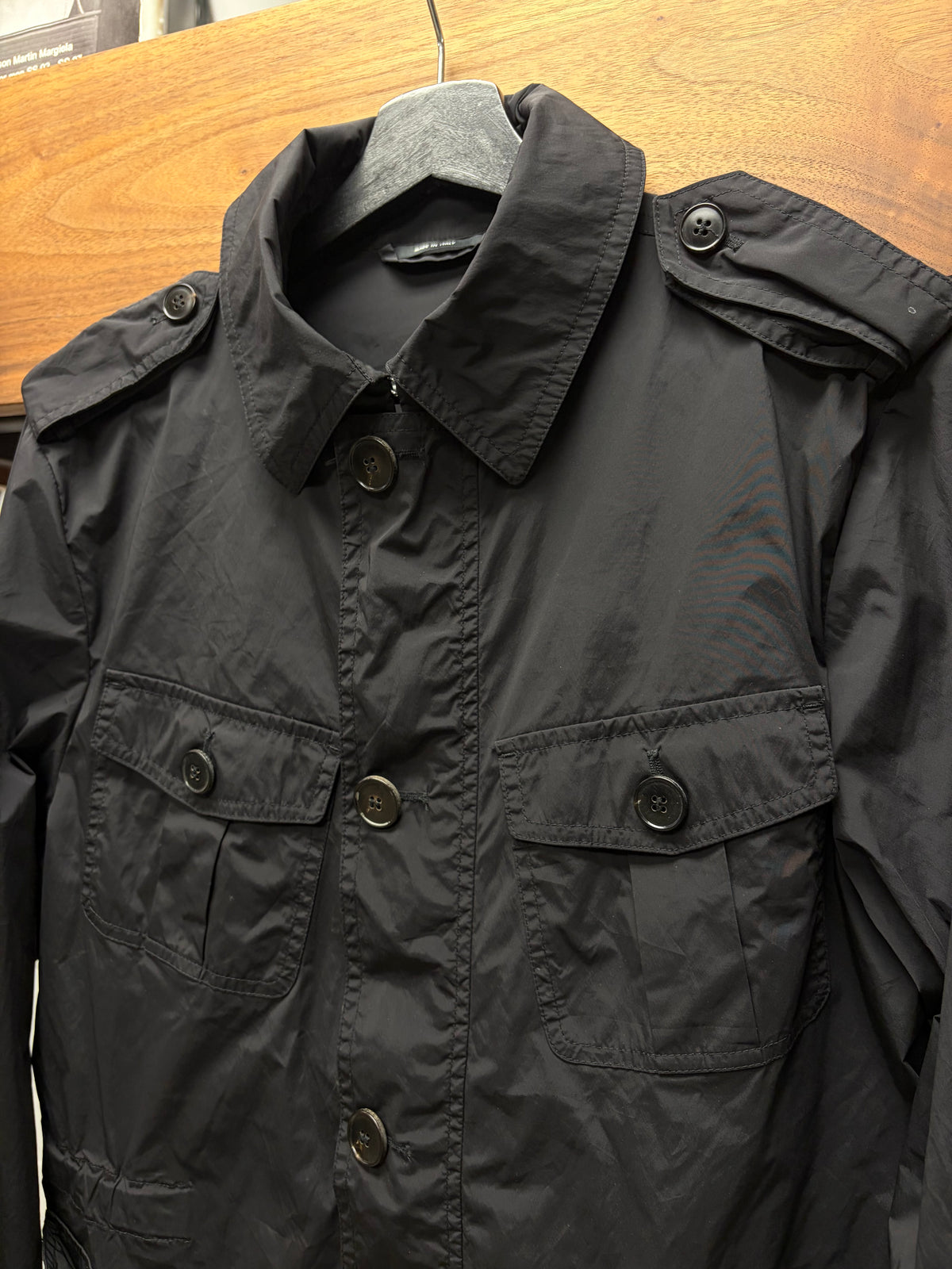 2000s Gucci Black Nylon Shell Military Inspired Field Jacket