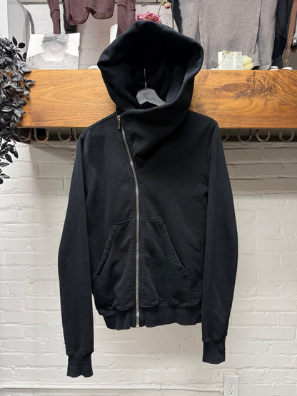 Rick Owens Black ‘Mountain’ Asymmetric Zip-Up Hoodie
