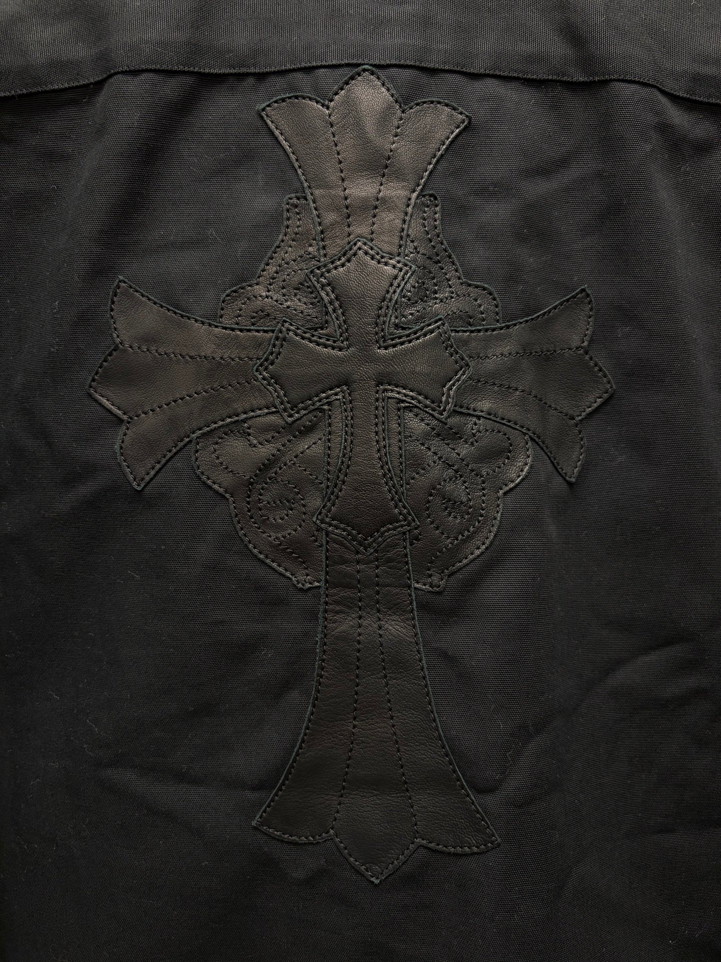 Vintage 90s Chrome Hearts x United Arrows Custom Order Leather Cross Patch Button Up Shirt