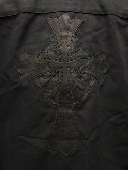 Vintage 90s Chrome Hearts x United Arrows Custom Order Leather Cross Patch Button Up Shirt