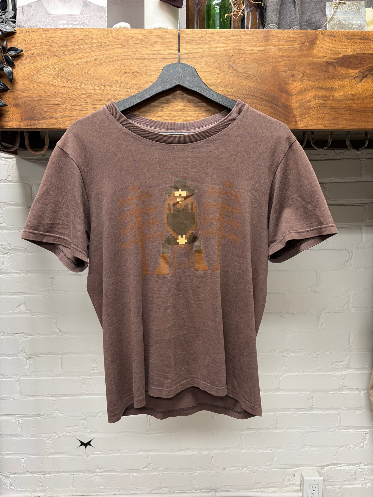 AW2002 Number (N)ine ‘Nowhere Man’ Pixelated Brown Graphic T-Shirt