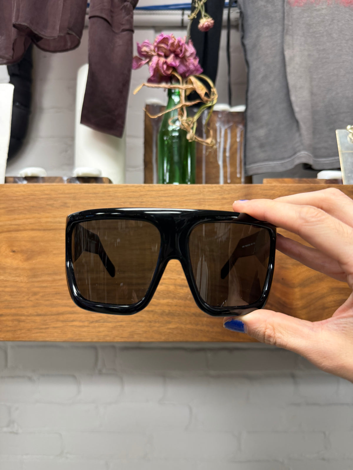 Rick Owens ‘Davis’ Black Oversized Wrap Sunglasses