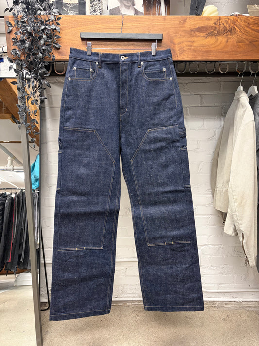 Rick Owens 16oz Japanese Denim ‘Strobe Double Knee’ Raw Blue Carpenter Jeans
