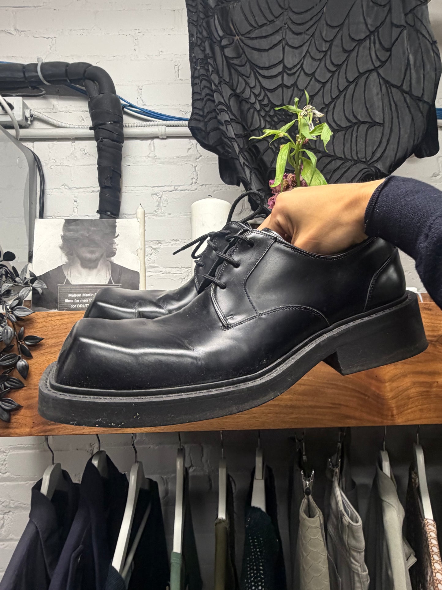 Balenciaga ‘Inspector’ Black Patent Leather Low Top Derbys