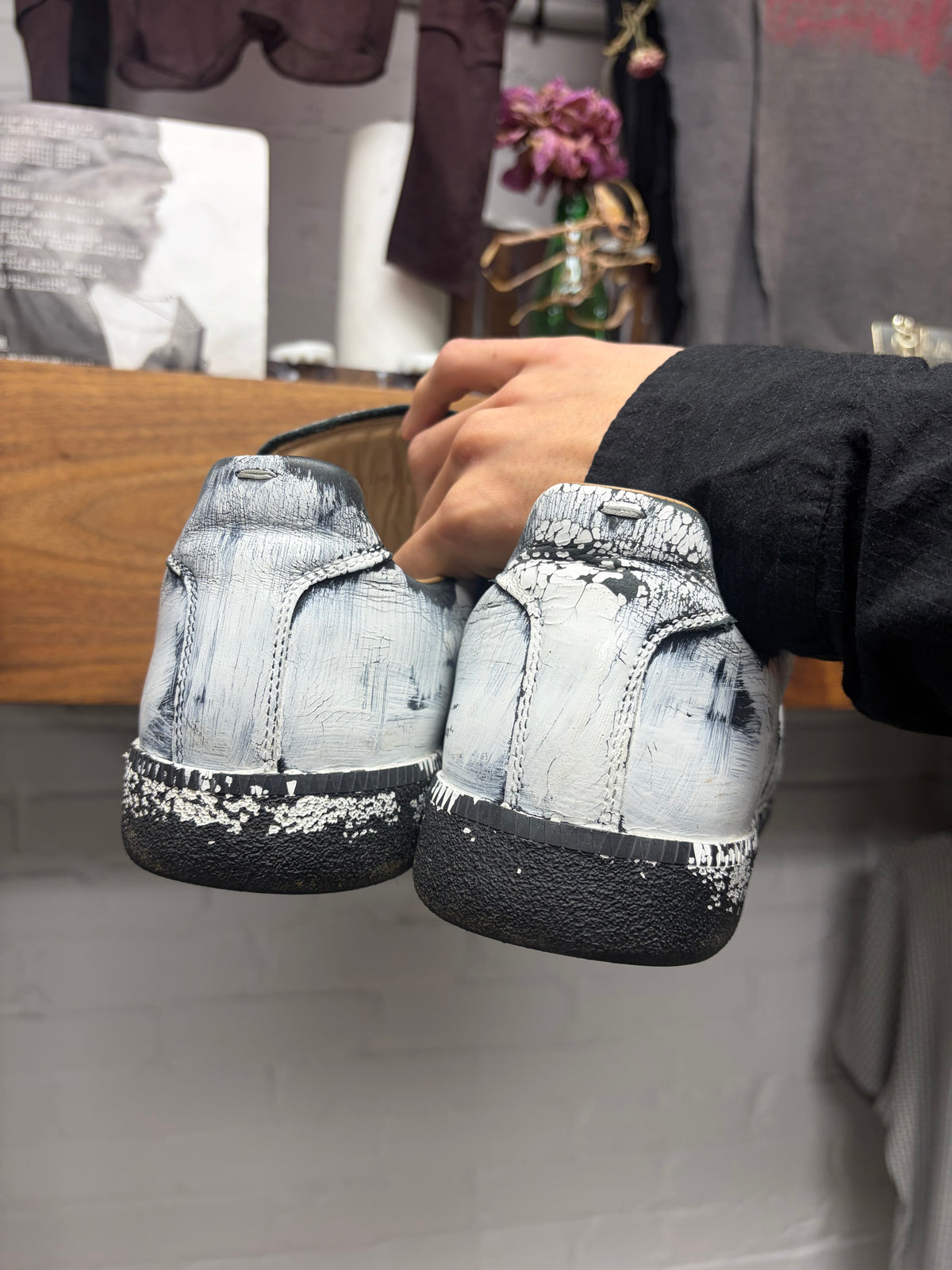 Maison Margiela ‘Painted White’ G.A.T. Leather Low Top Sneakers
