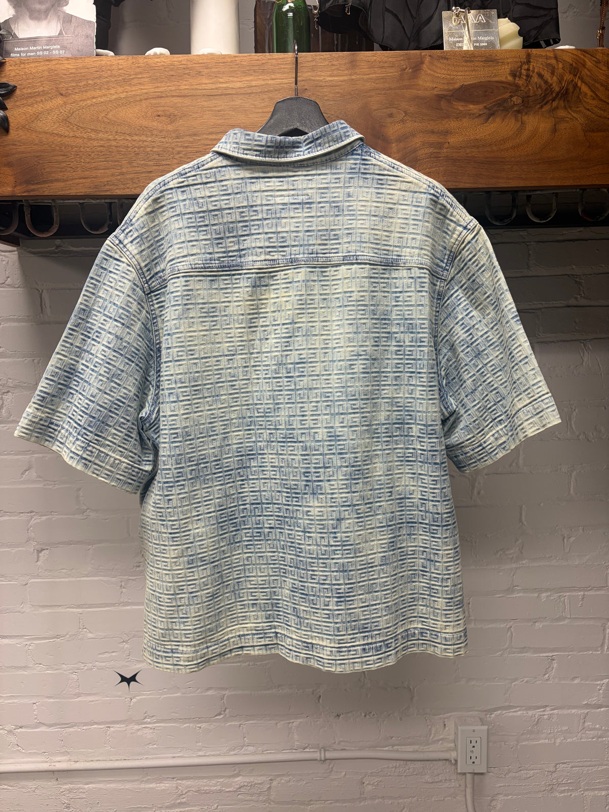 Givenchy ‘4G Logo’ Denim Jacquard Logo Denim Zip-Up Shirt
