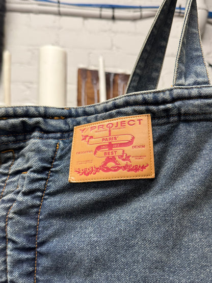 Y Project ‘Maxi Cabas’ Metal Wire Structured Denim Tote Bag