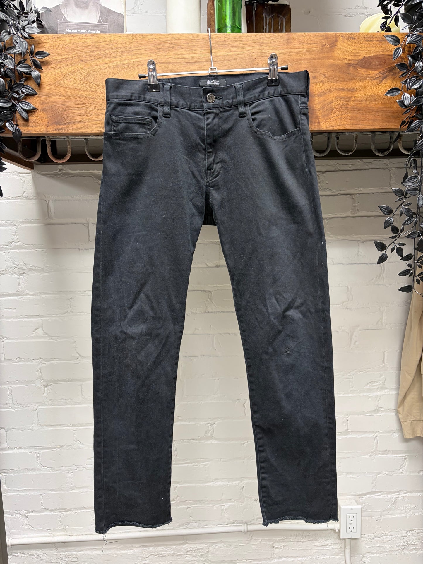 Undercover ‘Patti Smith’ Bolt Embroidered Logo Black ‘Released Hem’ Black Skinny Jeans