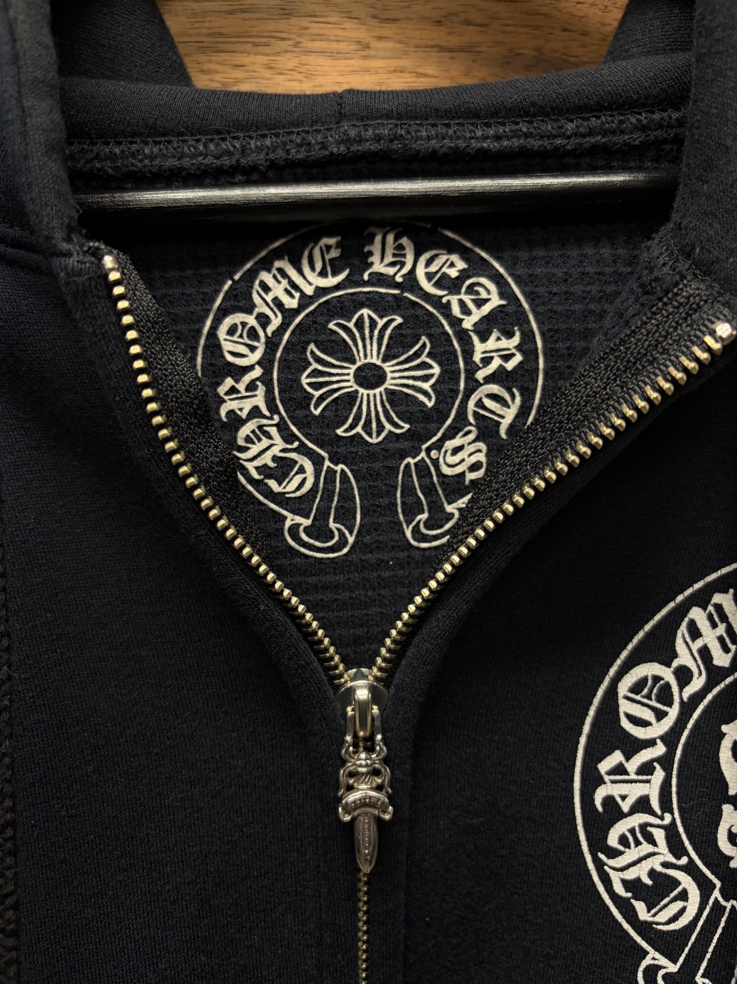 Chrome Hearts Thermal Lined ‘American Flag’ Black Zip-Up Hoodie