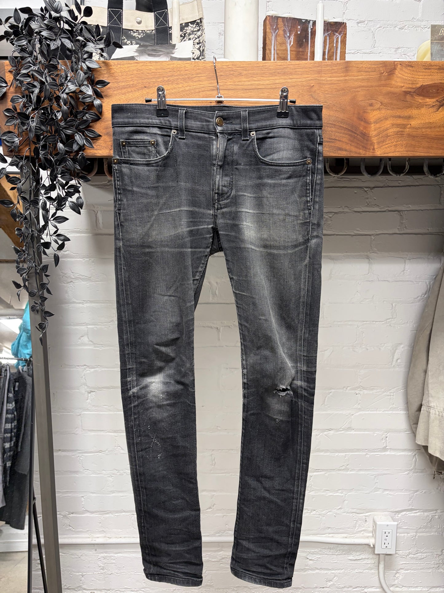 2021 Saint Laurent ‘D03’ Washed Black Skinny Jeans