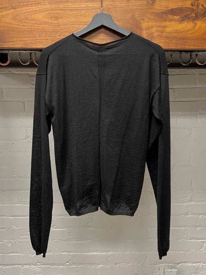 SS2025 Rick Owens ‘Hollywood’ Virgin Wool Black Stretch Knit Sweater