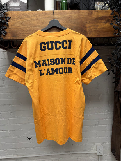 Gucci Maison de ‘L’Amour’ Yellow/Navy Oversized Jersey Short Sleeve T-Shirt
