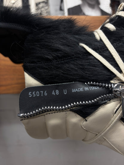 Rick Owens Pony-Hair Black/Milk ‘Geobasket’ High Top Sneakers
