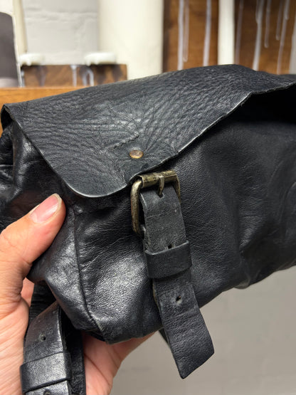Vintage Miu Miu Faded Black ‘Double Buckle’ Leather Shoulder Bag