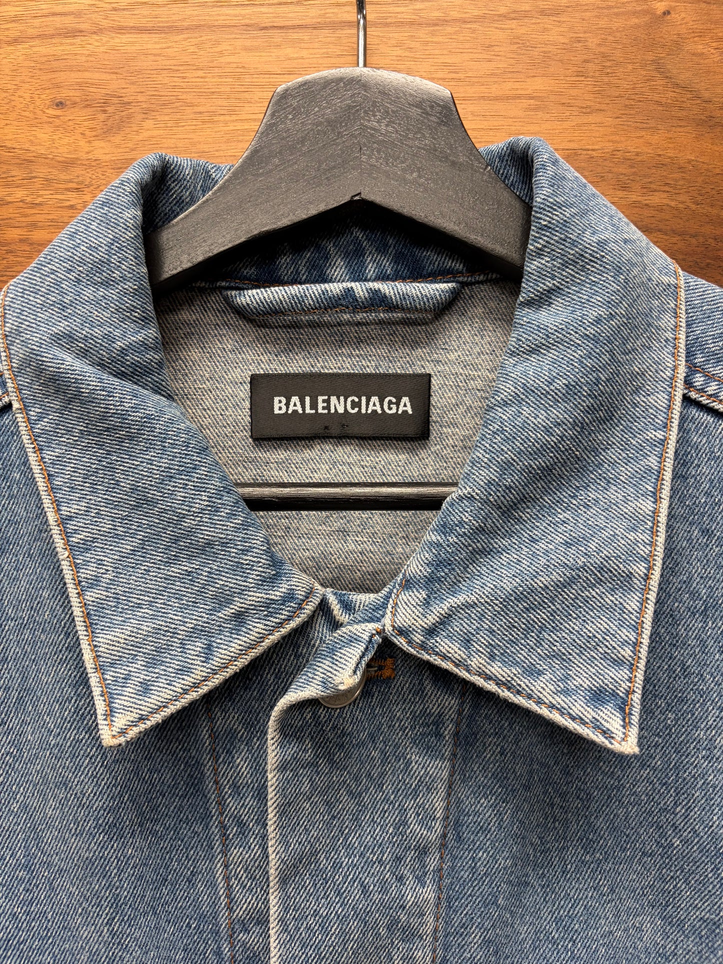 2020 Balenciaga ‘Multi Language’ Blue Denim Trucker Jacket
