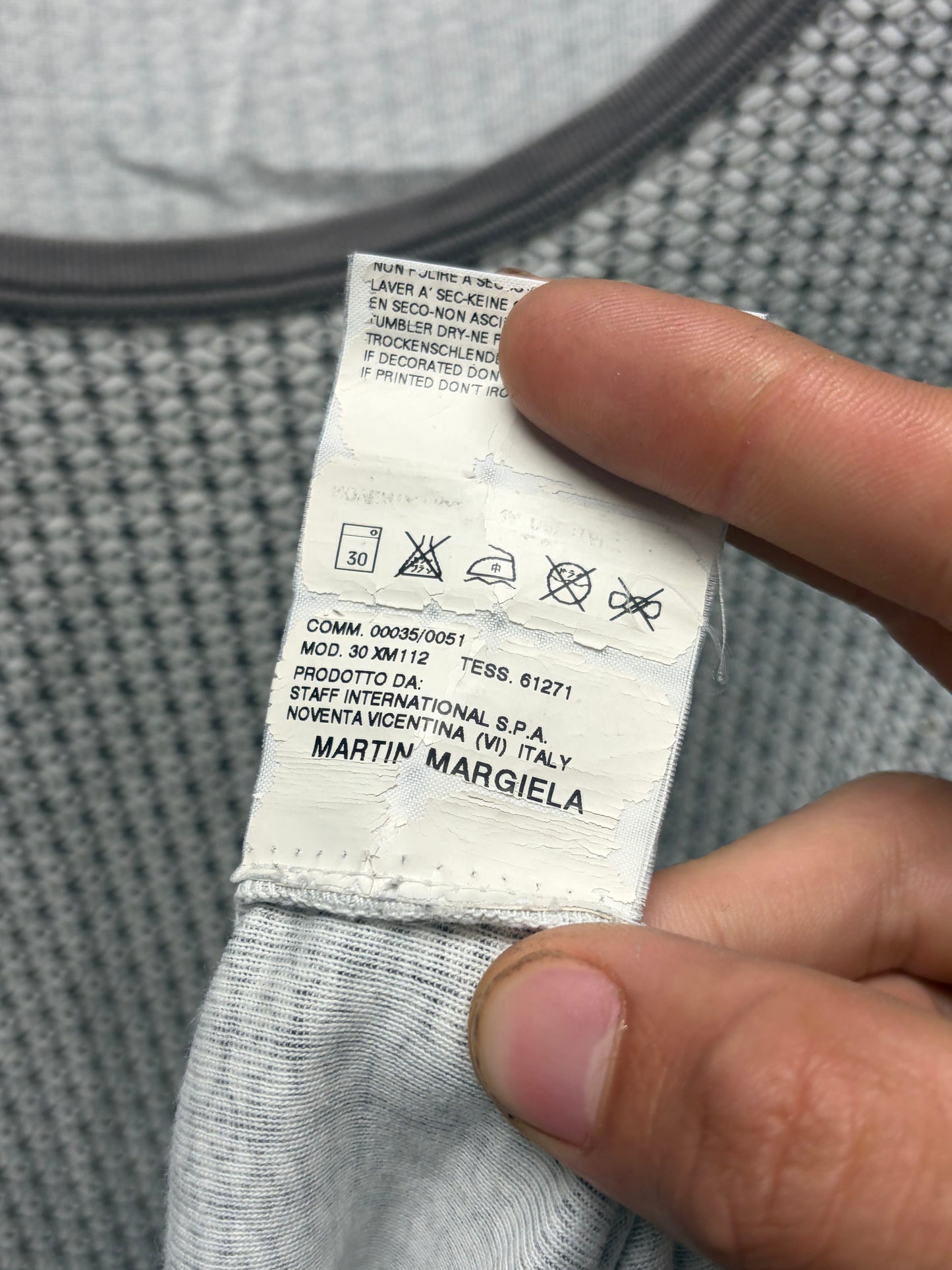 Maison Martin Margiela Full Print Diamond Patterned Brown Cotton T-Shirt