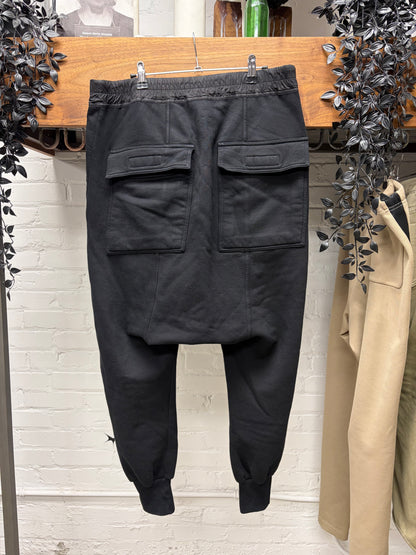 Rick Owens DRKSHDW Black Drop Crotch Cropped Drawstring Sweatpants