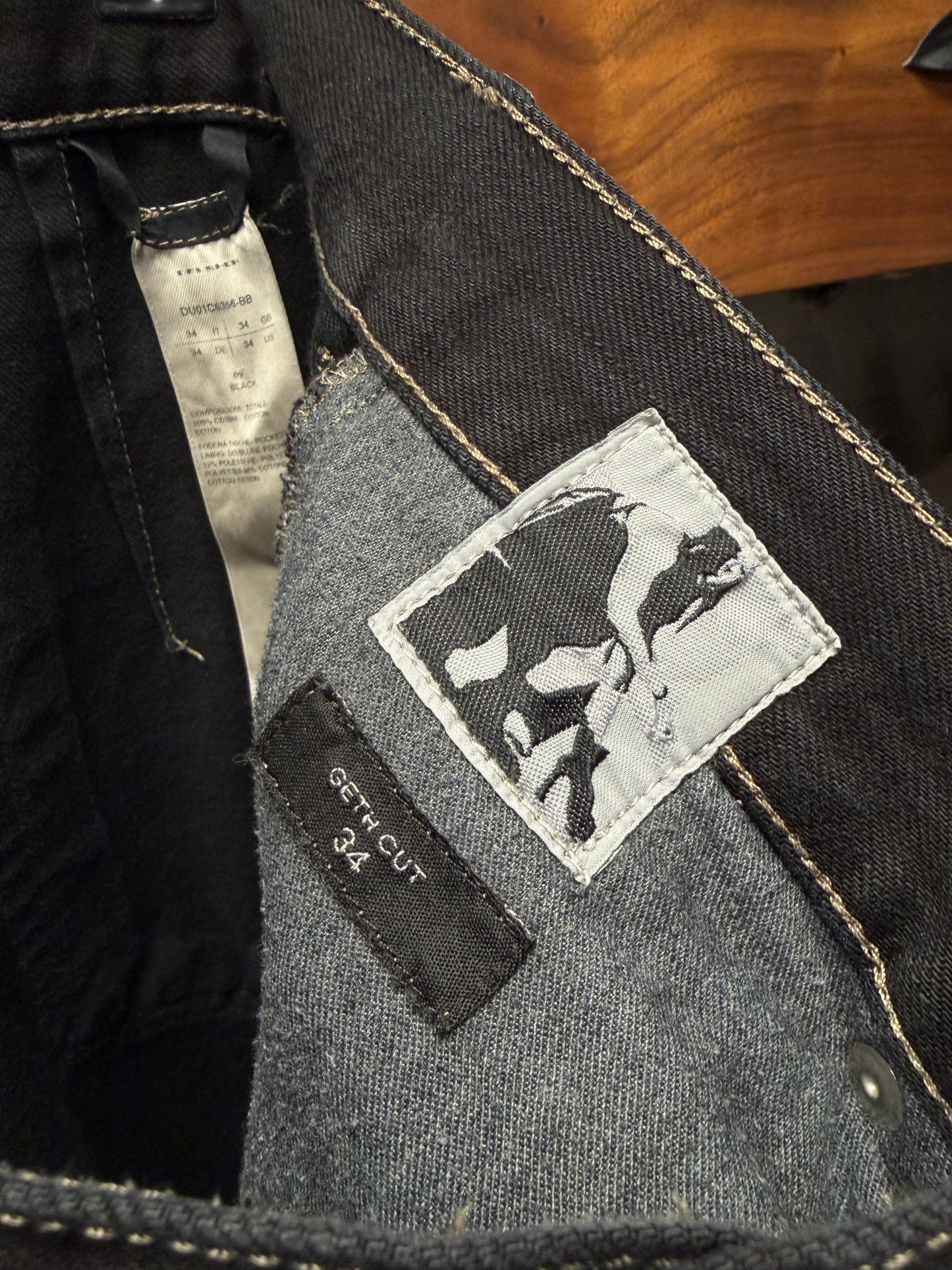 Rick Owens Black ‘Geth Cut’ Wide Leg Denim