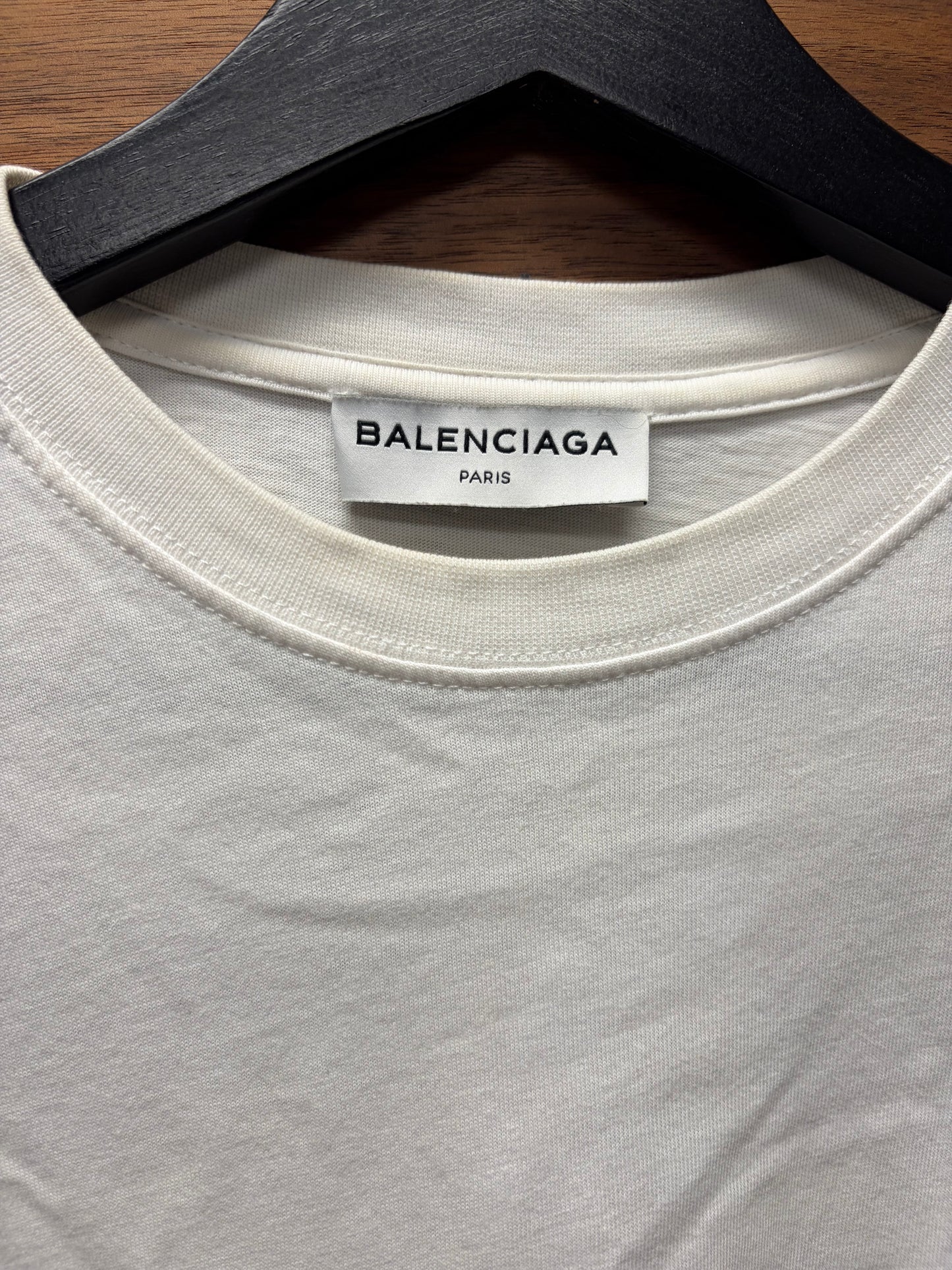 2017 Balenciaga ‘Femme Fatale’ Embroidered Script White Oversized T-Shirt