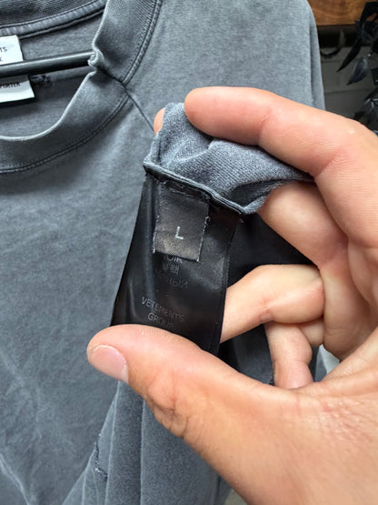Vetements Reconstructed Faded Grey Cotton ‘Rebuilt’ Oversized T-Shirt