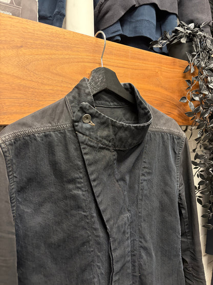 Rick Owens O&M Era Black Denim ‘Slave’ High Neck Jacket