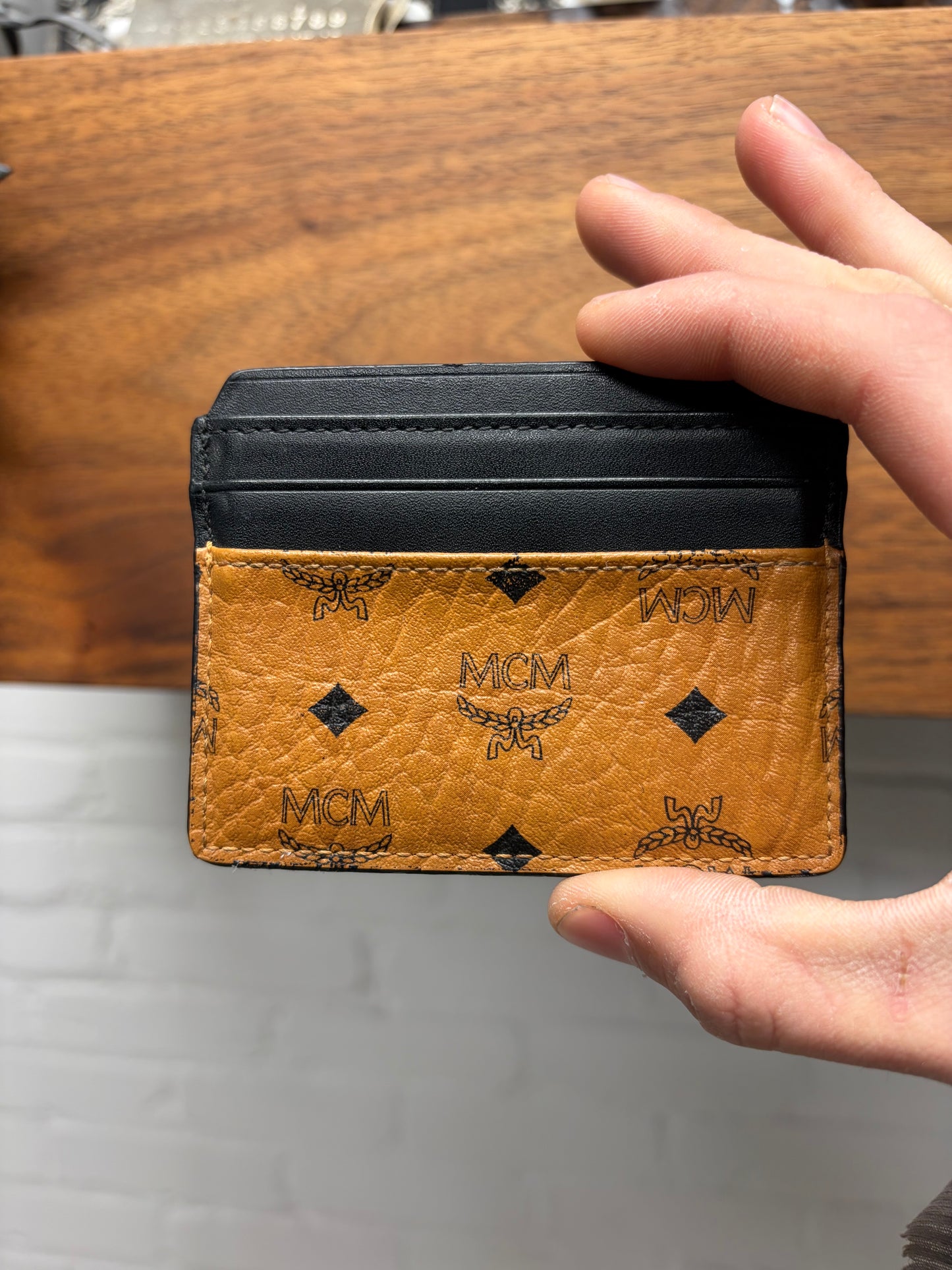 MCM Black/Brown Leather Cardholder Wallet
