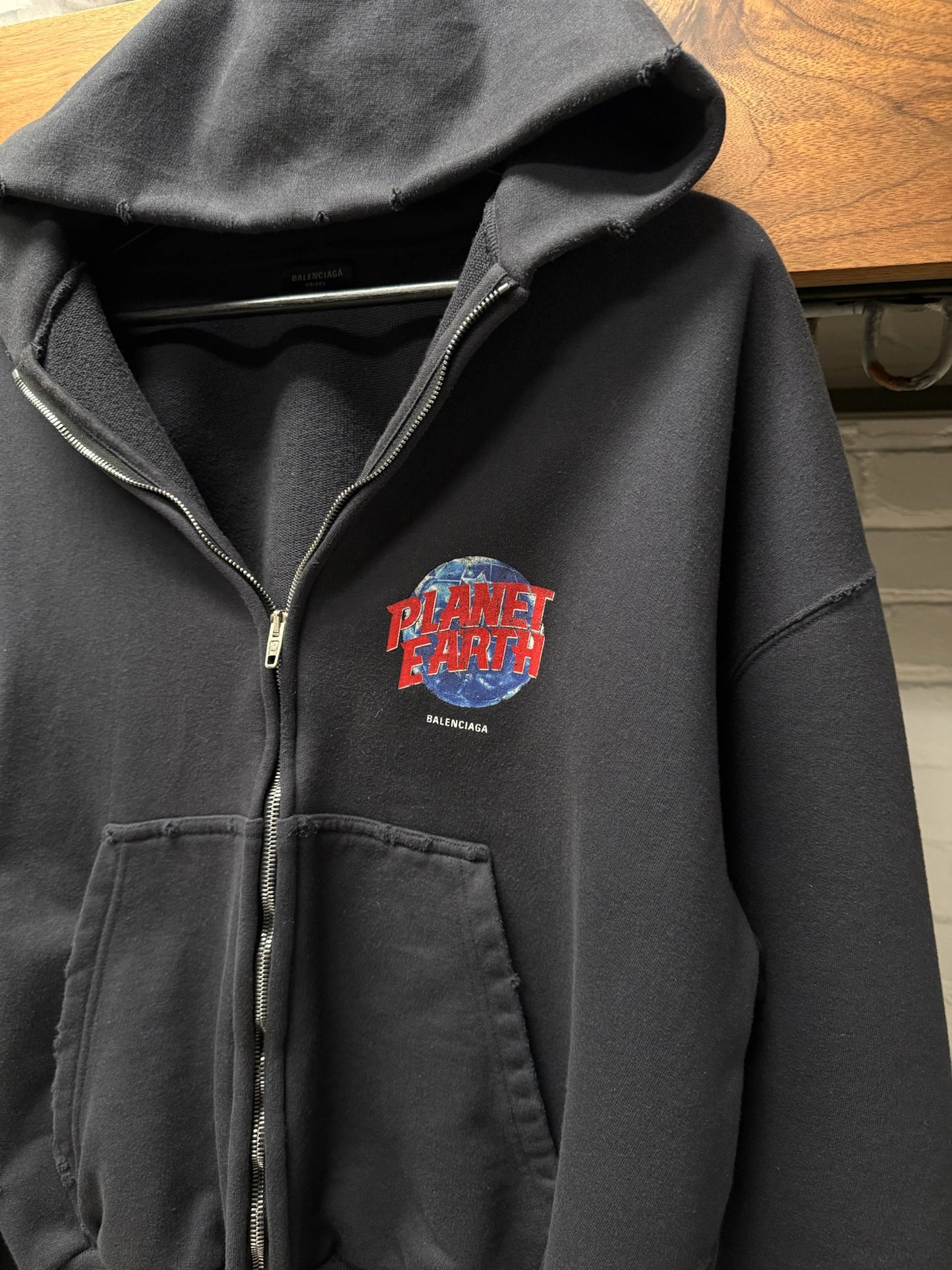 AW2024 Balenciaga ‘Planet Earth’ Hard Rock Cafe Bootleg Black Zip-Up Hoodie