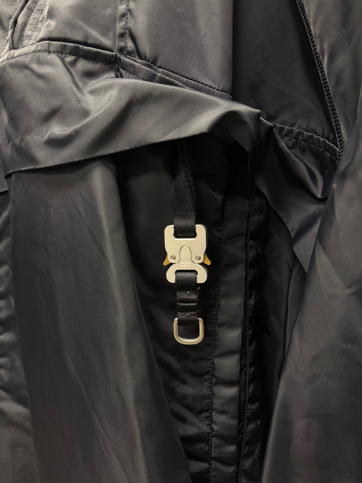 1017 Alyx 9SM ‘Roller Buckle’ Black Nylon Oversized Anorak Coat