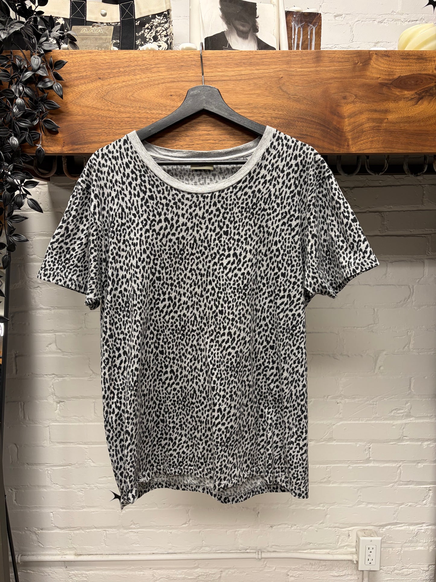 2014 Saint Laurent ‘Babycat’ Leopard Print Graphic T-Shirt